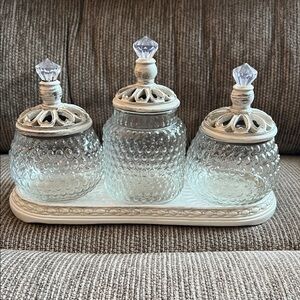 Kirkland Elegant Glass Jar Set with Tray